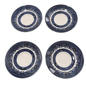 Vintage Churchill Blue Willow Saucers 5.5” Staffordshire England Set Of 4